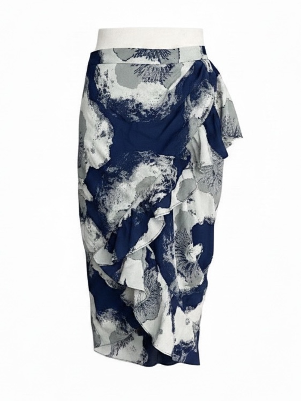 3.1 PHILLIP LIM 100% silk blue and gray ruffle skirt 2 rare vintage Y2K